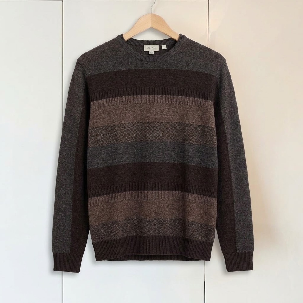 Calvin Klein Italian Yarn Ombre Striped Crewneck Sweater Men's M